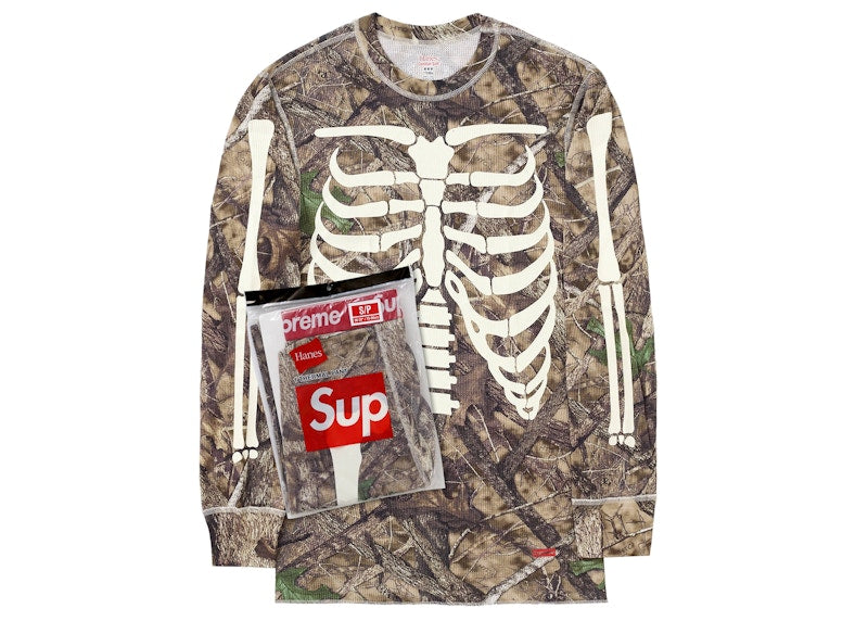 Supreme Hanes Bones Thermal Crew 1 Pack Woodland Camo