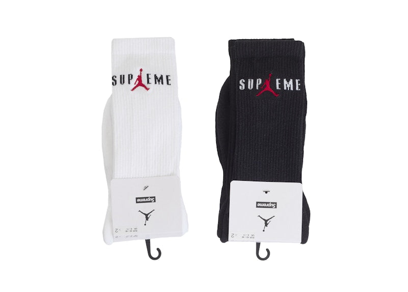 Supreme Jordan Crew Socks (2 Pack) Black/White