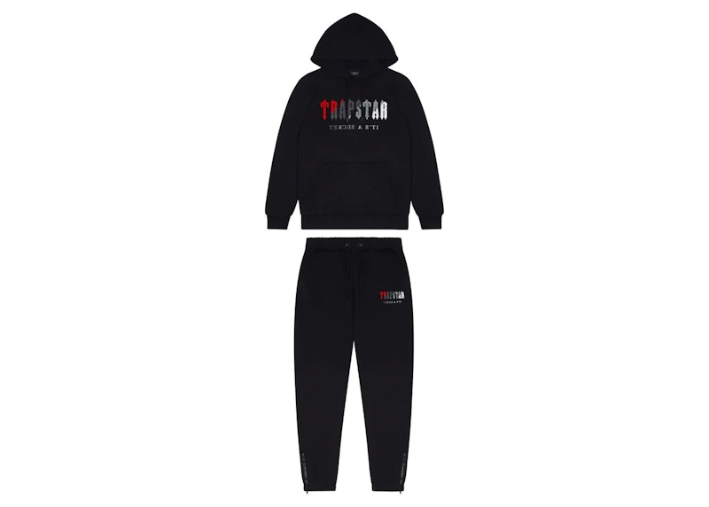 Trapstar Chenille Decoded Hoodie Tracksuit Black/Red