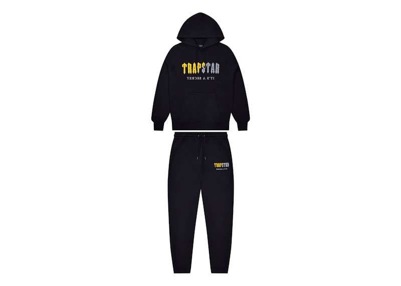 Trapstar Decoded Chenille Hooded Tracksuit Black/Yellow