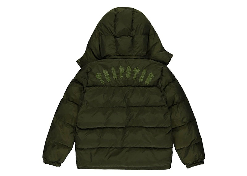 Trapstar Irongate Detachable Hooded Puffer Jacket Olive