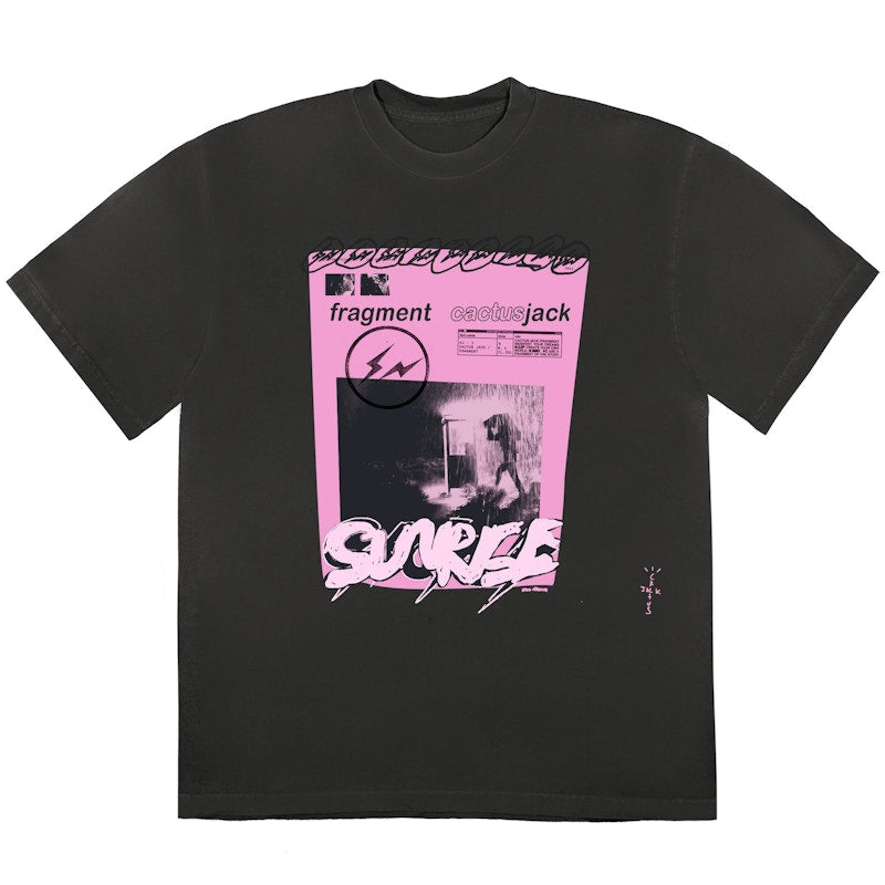 Travis Scott Cactus Jack For Fragment Pink Sunrise T-Shirt Washed Black