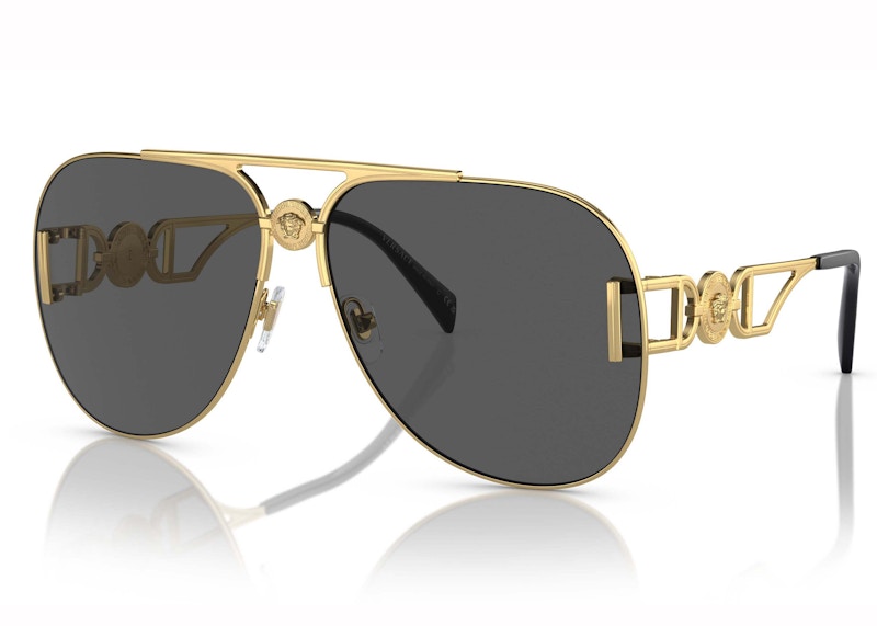 Versace Medusa Biggie Pilot Sunglasses Dark Grey/Gold (Ve2255)