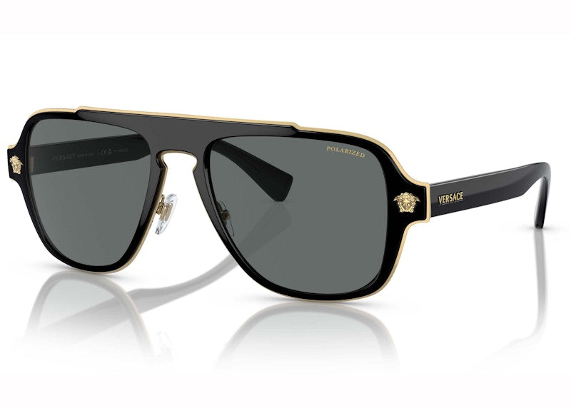 Versace Polarised Medusa Retro Charm Sunglasses Dark Grey/Black (Ve2199 56)