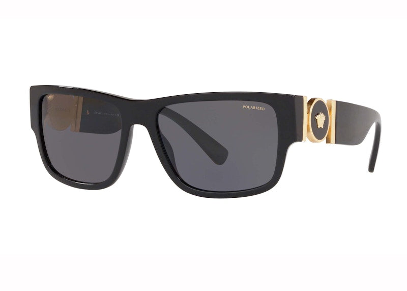 Versace Polarised Square Sunglasses Black/Gold (Ve4369)