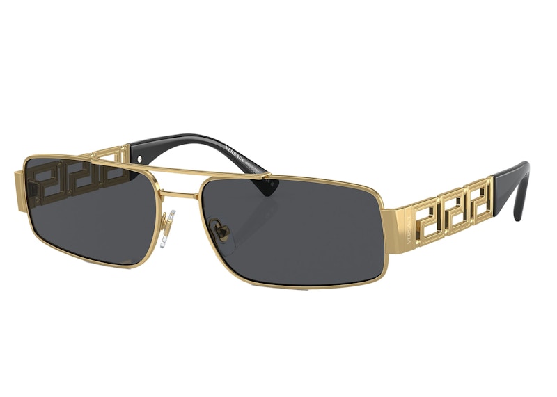 Versace Rectangle Logo Runway Sunglasses Gold (2257)