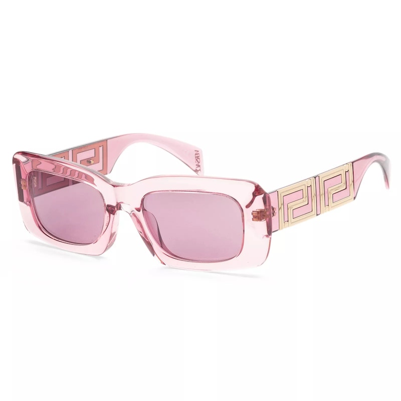 Versace Rectangle Sunglasses Transparent Pink/Violet Internal Mirror (Ve4444U-5355Ak)