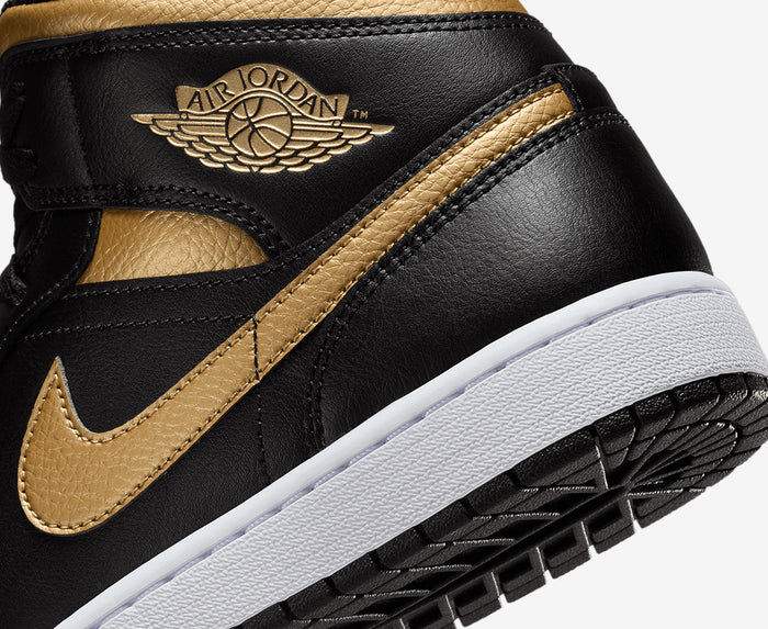 Air Jordan 1 Mid Black Metallic Gold White Sale