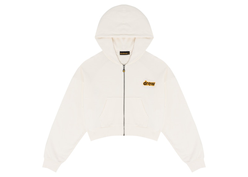 Drew House Cropped Zip Up Hoodie Off-White