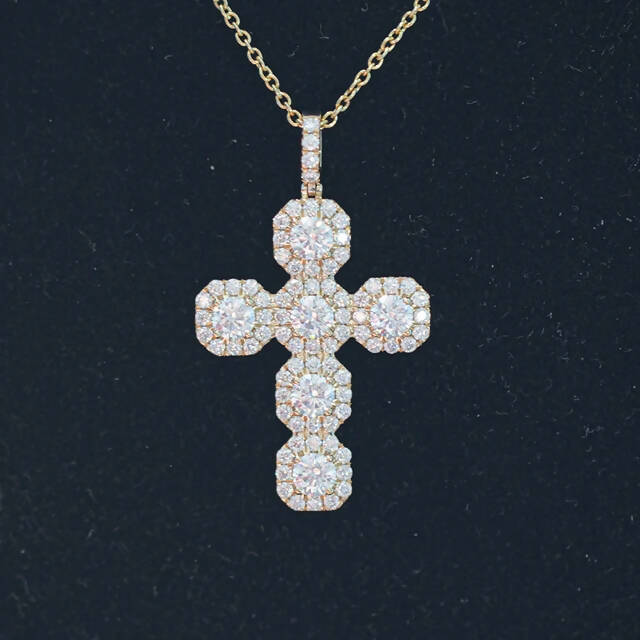 Mens 18K Yellow Gold Plated Crucifix Cross Necklace With 24
