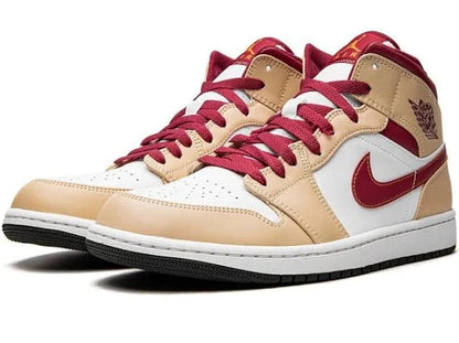 Air Jordan 1 Mid "Light Curry Cardinal Red" Sale