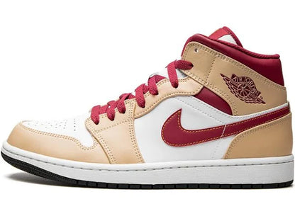 Air Jordan 1 Mid "Light Curry Cardinal Red" Sale