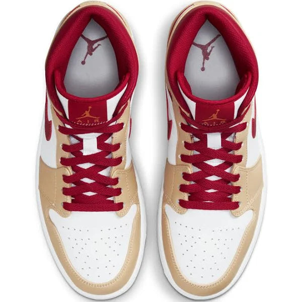 Air Jordan 1 Mid "Light Curry Cardinal Red" Sale